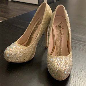 Pump Crystal Bling Rhineston Stilett Platform Heel